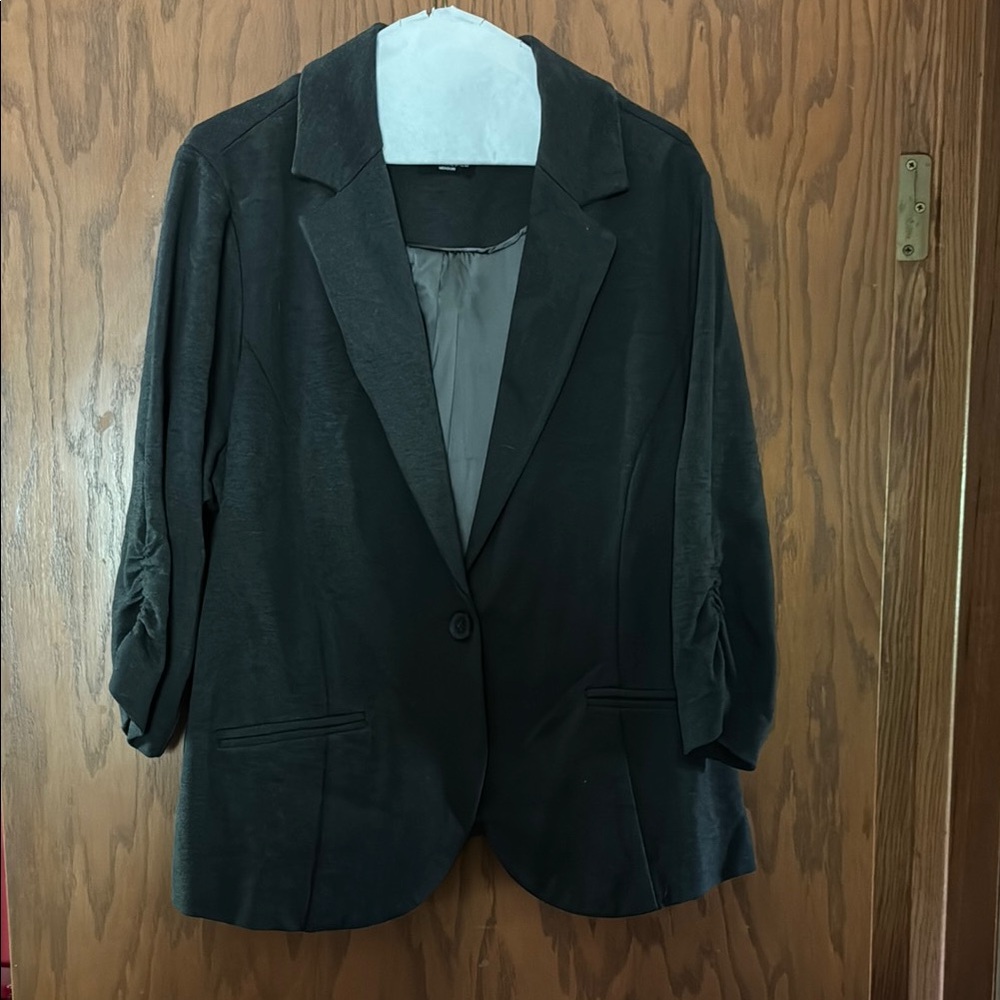 Torrid Gray Blazer with Ruched Sleeves
